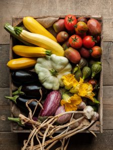 Vegetables in crate